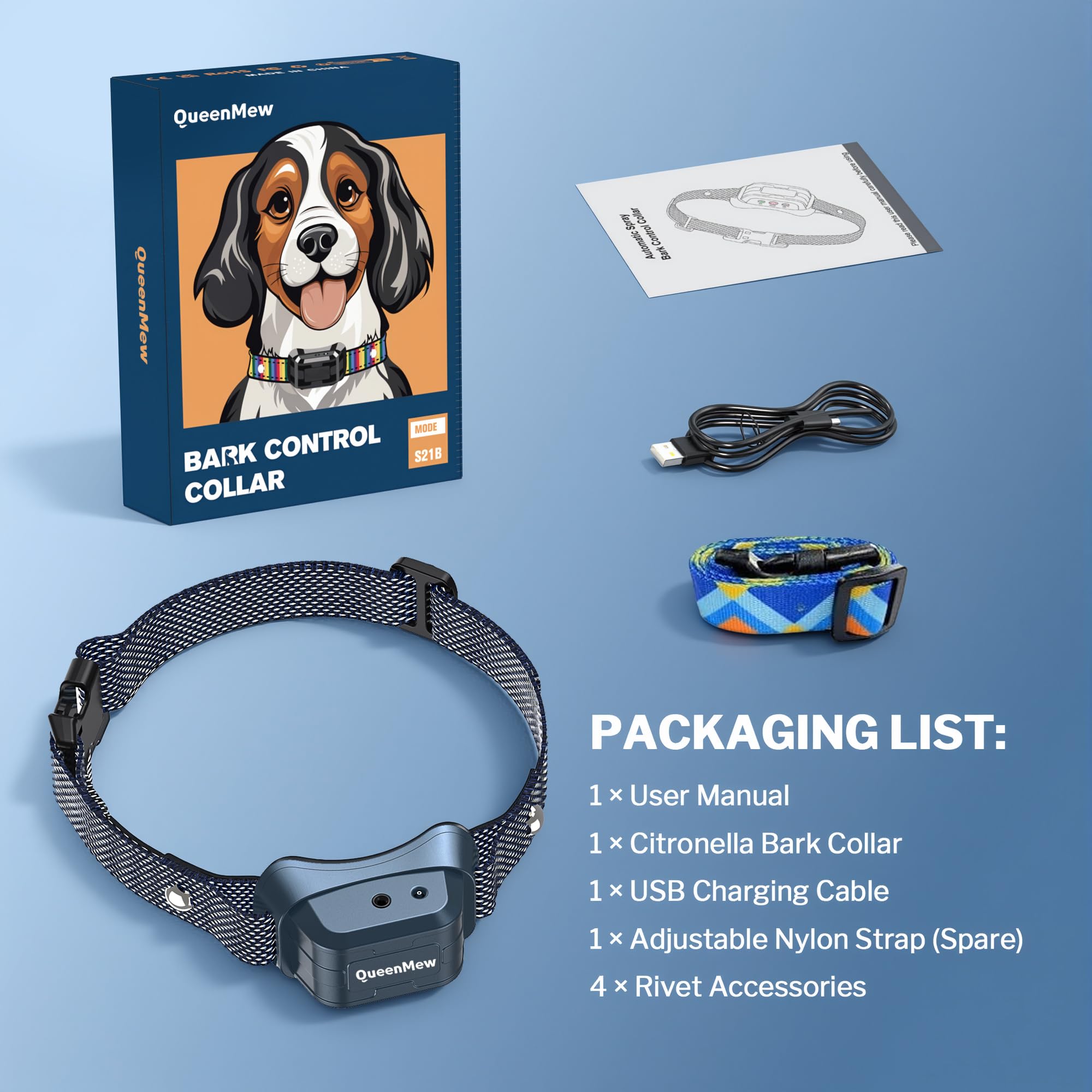 Collar Antiladridos Perros, Collar Antiladridos Automático con 2 Modos de Citronela Spray, Collar Antiladridos Perros Pequeños Grandes, Collar Adiestramiento Perros, Collar Antiladridos Recargable