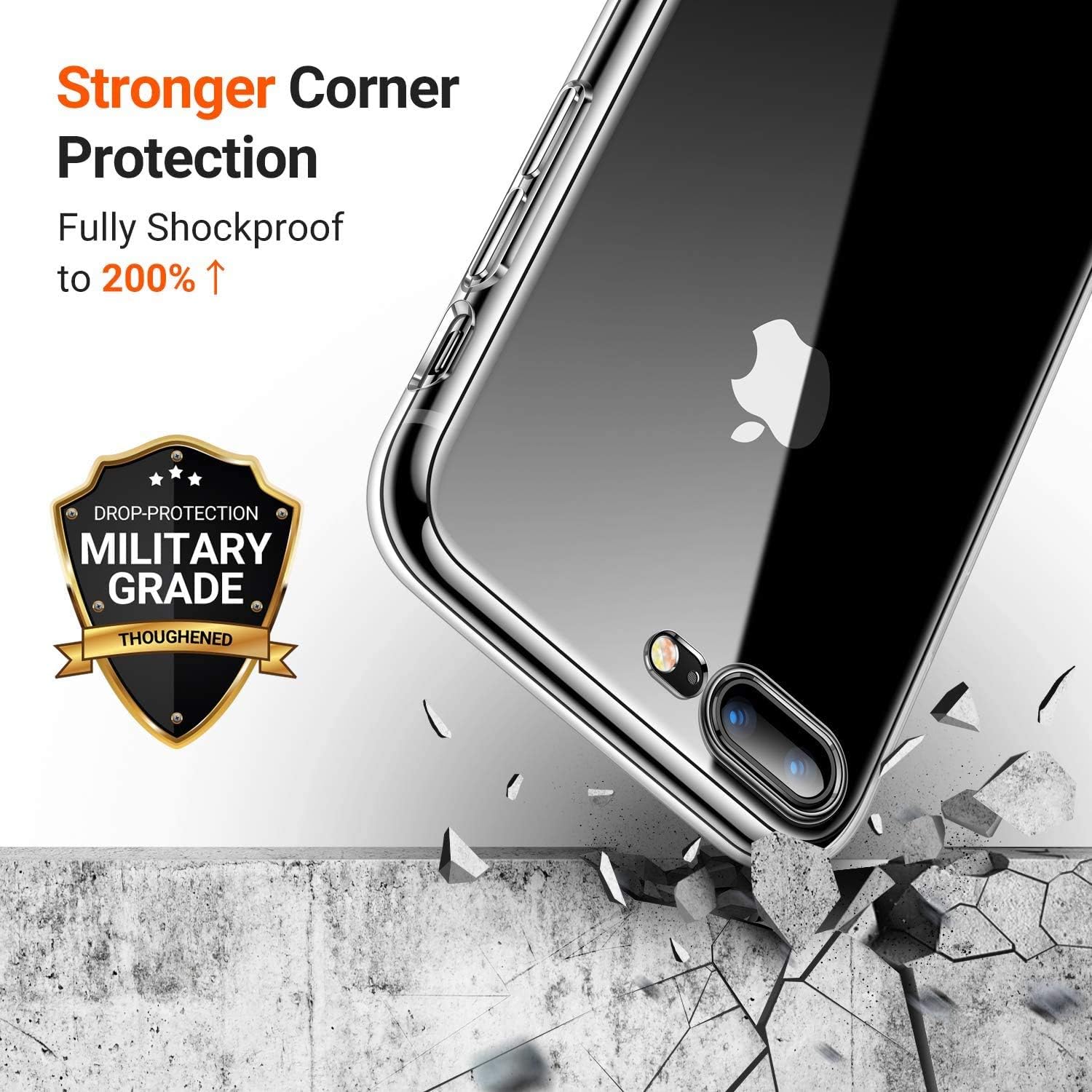 TORRAS Crystal Clear Compatible for iPhone 8 Plus Case/iPhone 7 Plus Case 5.5 inch, Transparent [10X Non-Yellowing] Shockproof Rubber Slim Thin [Faith Series] Soft Phone Cover Case, All Clear