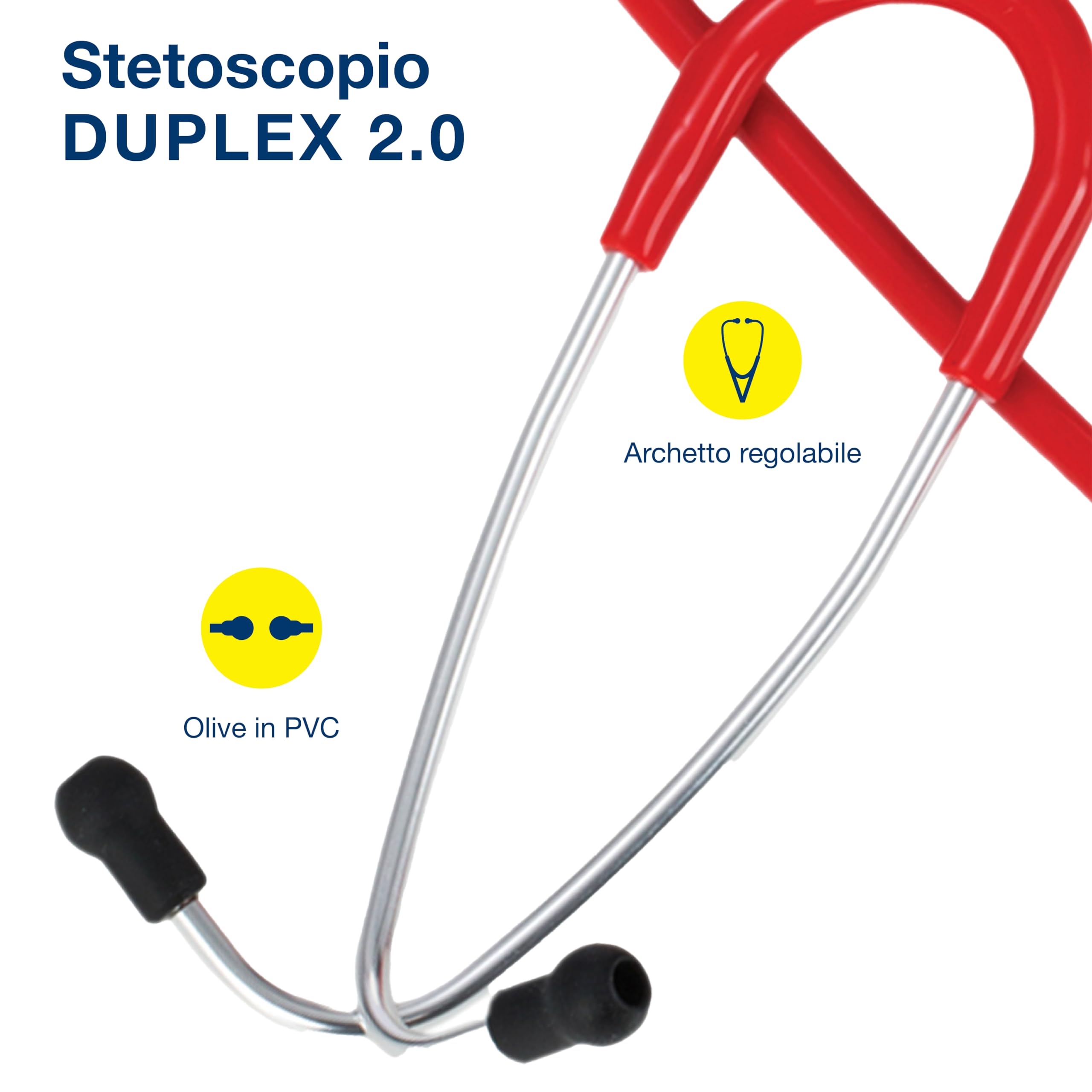 Riester - Estetoscopio Duplex 2.0, alto rendimiento acústico, con placa por nombre, aceitunas de repuesto y membrana, acero inoxidable, para adultos, rojo, 32336