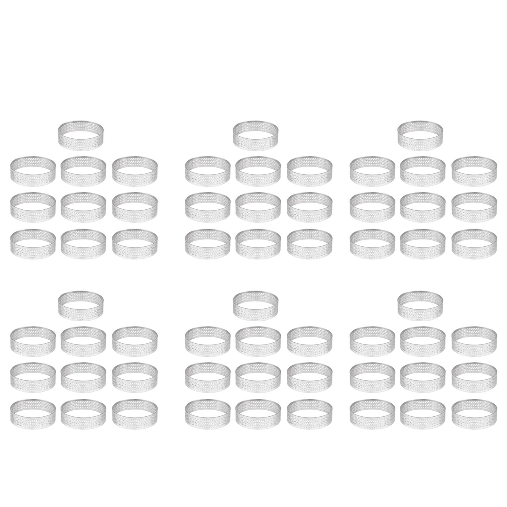 Hndhbfgrt 60Pcs 4.5cm Round Stainless Perforated Seamless Tart Ring Quiche Ring Tart Pan Pie Tart Ring with Hole Tart Shell Ring
