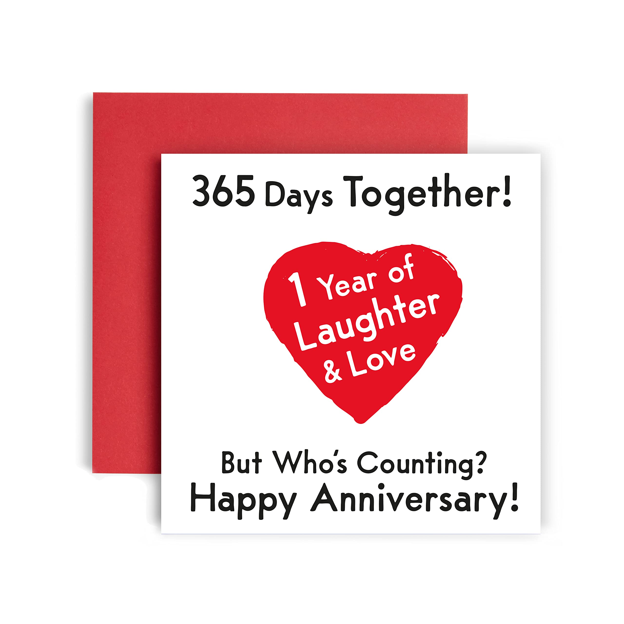 Huxters Anniversary Card – Premium Happy 1st Wedding Anniversary Wedding Card – Funny Card for Husband or Wife – Beautiful Illustration and Artwork – 14.8cm square card (1st Anniversary)