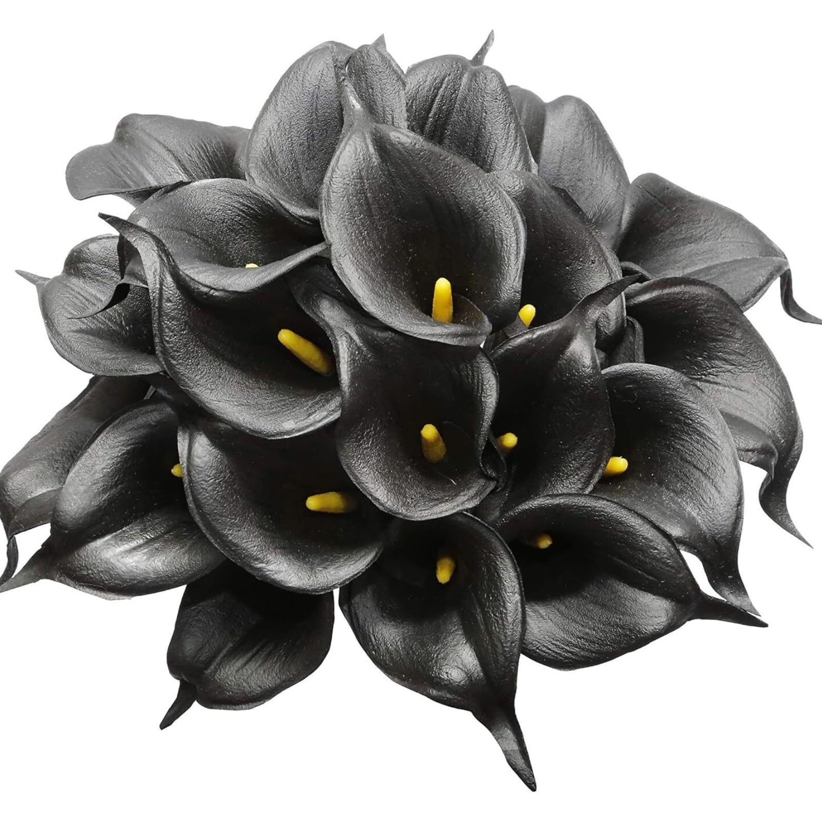 LuoAXINN Artificial Wedding Bouquet 20Pcs Artificial Calla Lily Flower Latex Flowers for DIY Wedding Bouquet Party Home Decor(Black)