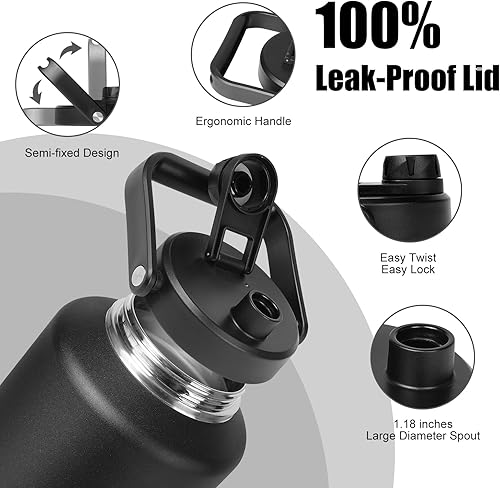 Miniatura 10 de ABOTOCUP Botella de agua aislada de 32 onzas que mantiene el frío 12 horas y el calor 24 horas, botella de agua deportiva grande sin sudor, frasco