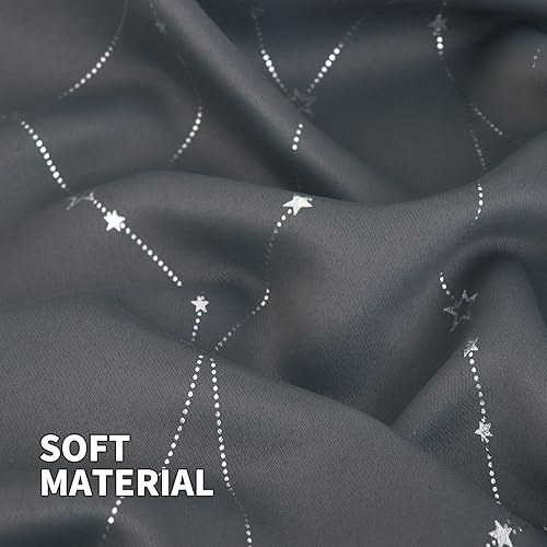 Miniatura 7 de BGment Cortinas opacas para niños, 84 pulgadas de largo, estampado de estrellas y ondas, cortinas para oscurecer la habitación, cortinas con