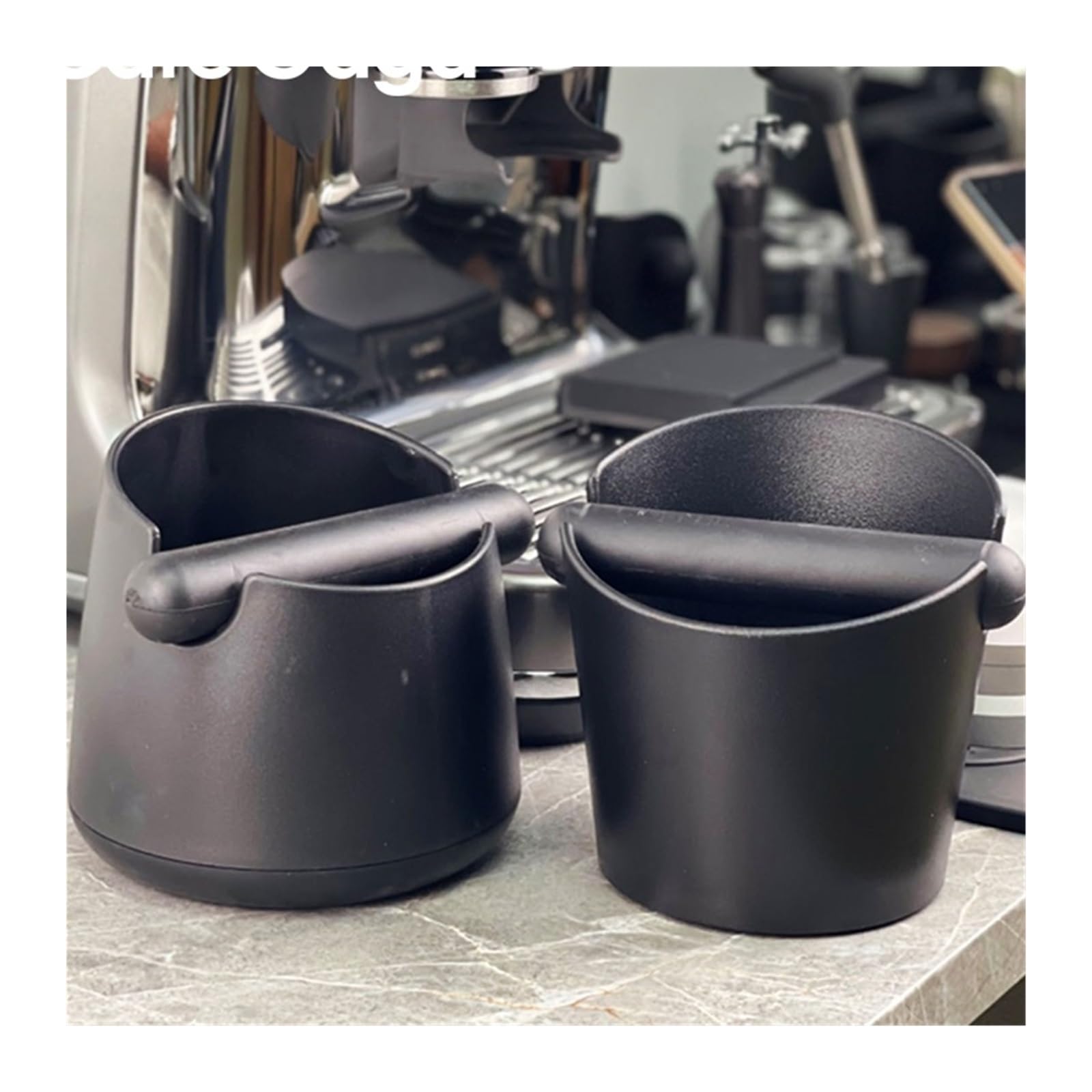 Genérico Knock Box Contenedor de posos café, contenedor basura antideslizante, Compatible con accesorios Bar y cafetería, herramientas Barista(A Black 450ml)