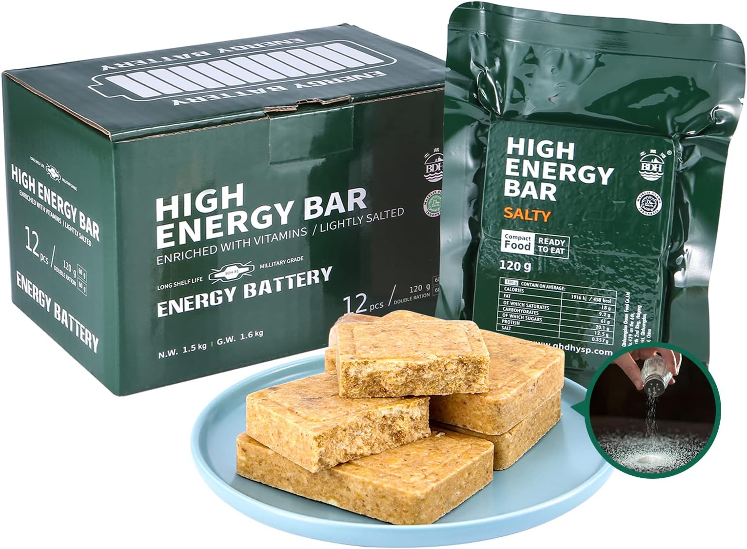 BDH Emergency Food Ration Bars, Pepper Flavor Survival Tabs Supply for Outdoor Camping Emergency Snowstorm Earthquake Disaster Preparedness Kit With Long Self Life