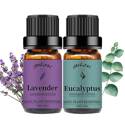 Aceite esencial de lavanda y eucalipto orgánico y puro de yethious, aceite esencial de lavanda para difusor, cuidado de la piel y el cabello
