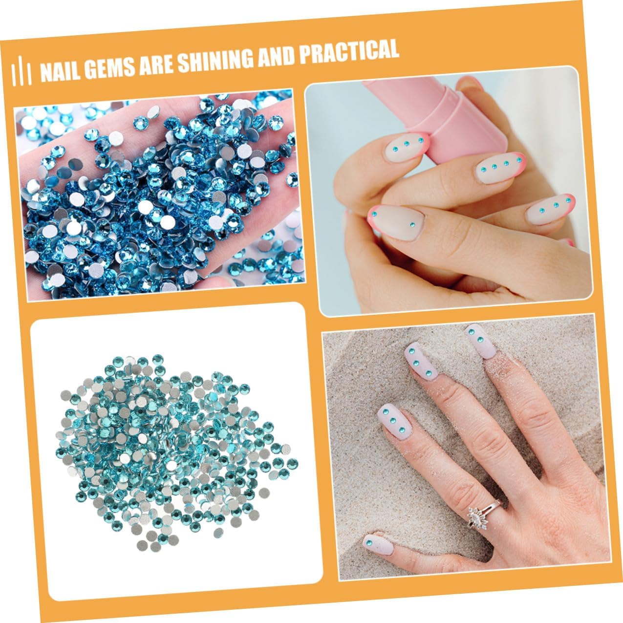 Wakauto 2880pcs Royal Blue Ss10 (2.7-2.9mm) Flatback Manicure Rhinestones Nail Art Charms for DIY Nail Accessories and Smartphone Case Decorations image 5