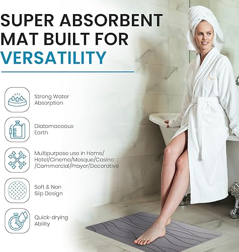Miniatura 3 de Zest Of Moringa Tapete de piedra de baño de 25 x 17 pulgadas, tapete antideslizante de secado rápido para encimera de cocina y suelo de baño, tapete