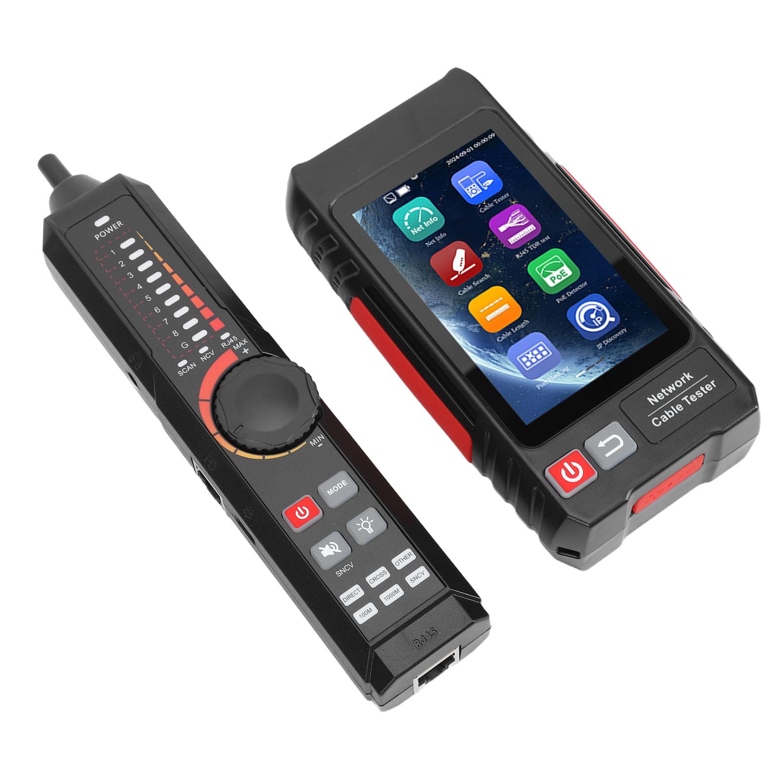 Tester per Cavi Ethernet, Tester per Cavi di Rete e Supporto Tracker Test UTP, RJ45 TDR, Misurazione FTP per RJ45, BNC, Telefonica, Cavo Metallico con Touch Screen IPS da