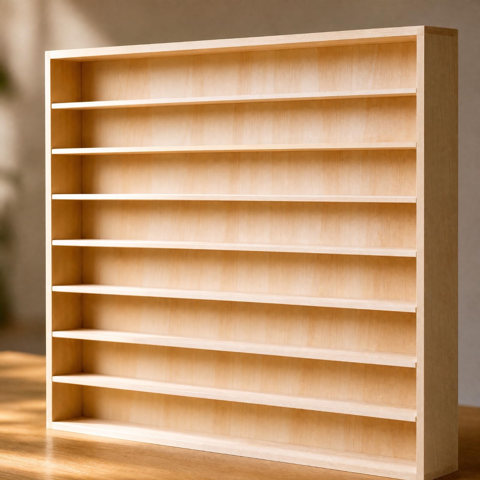 Étagère Rangement En Bois Massif à Huit Niveaux Mince Présentoir Mural à Compartimen Multiples Compact Présentoir à Plusieurs Niveaux