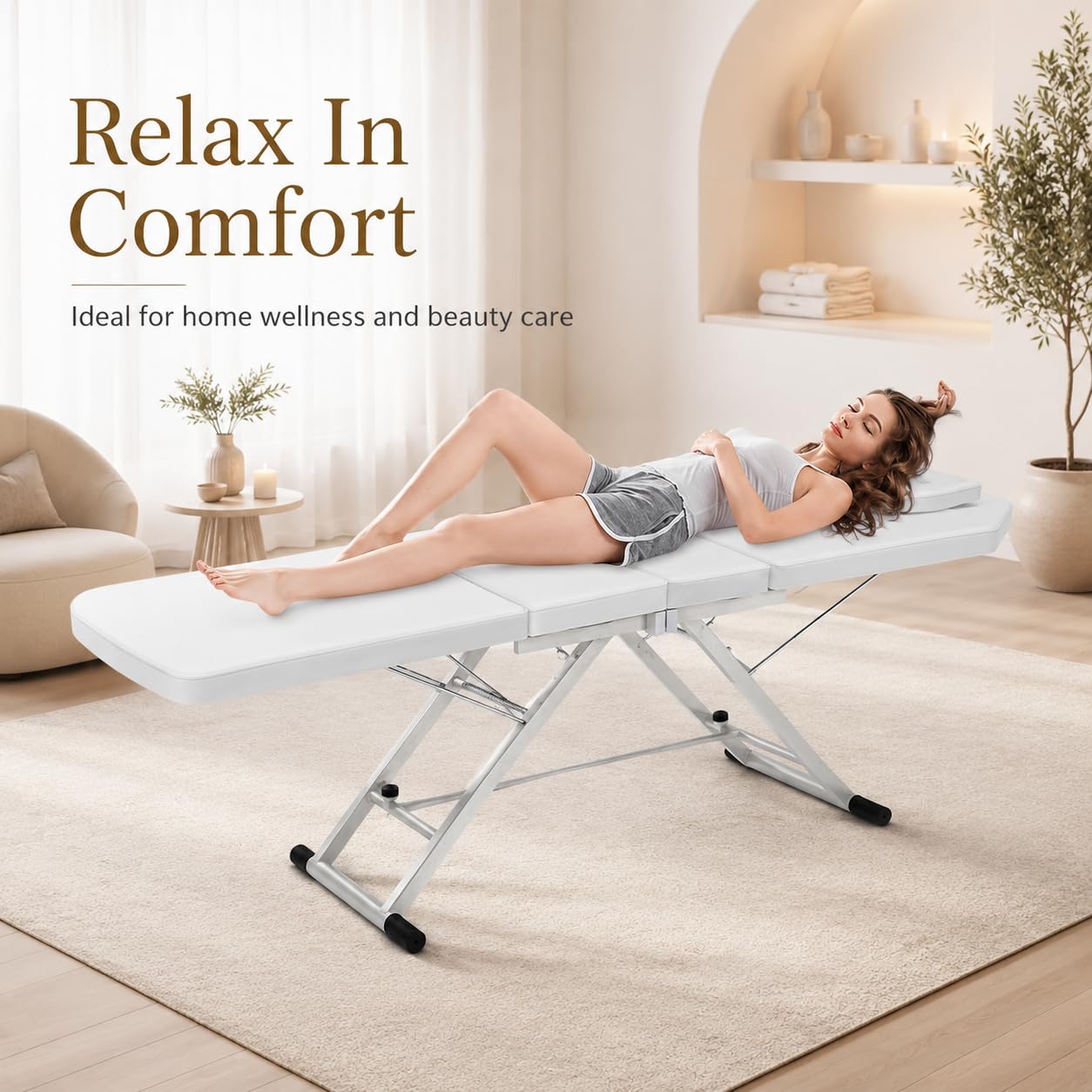 Tavolo da Massaggio Pieghevole Professionale Tavolo Estetico Regolabile in Altezza con Cuscino Letto Massaggiante, Adatto per Salone di Massaggio, Salone di Bellezza, Casa