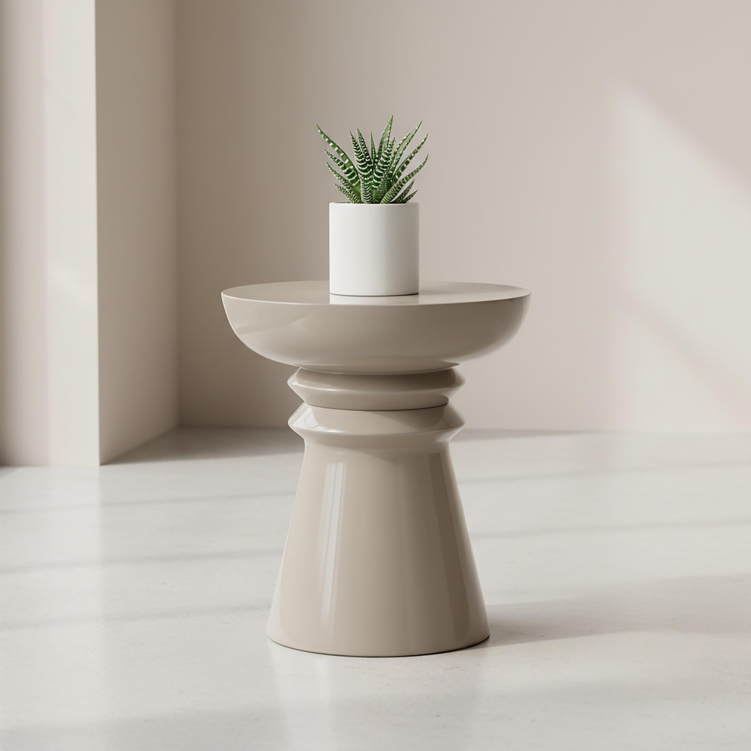 Relaxdays Table d'appoint et Tabouret en métal Beige, Design Conique, 45x38x38 cm