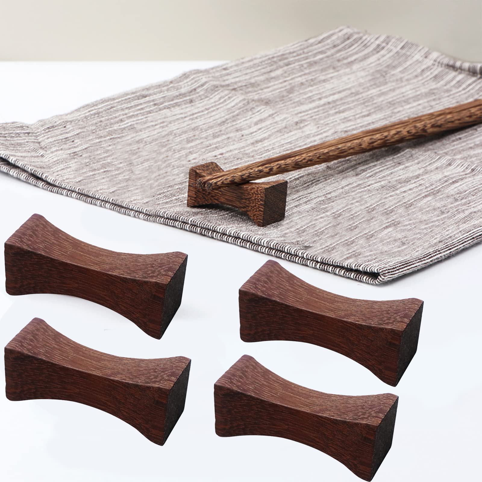 ZHEJIA Chopsticks Rest, Stylish, Cutlery Rest, Japanese Tableware, Wooden, Natural Wood, Chopsticks Stand, Chopsticks Pillow, Set of 4 : Home & Kitchen