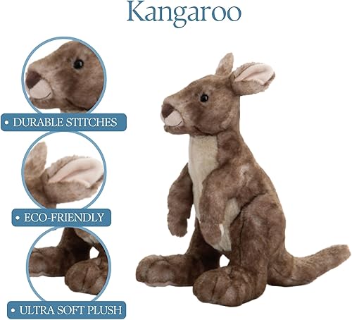 Miniatura 6 de The Petting Zoo Peluche de canguro de peluche, regalos para niños, animales salvajes del zoológico Onez, juguete de peluche canguro, 12 pulgadas