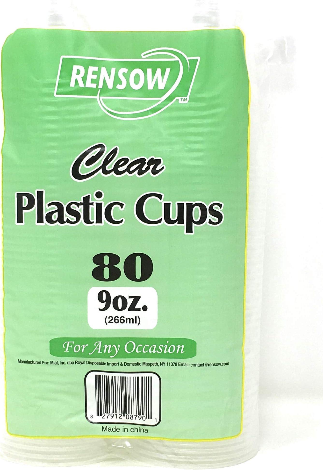 Rensow 9 Ounce Disposable Plastic Cups 80 Count Pack