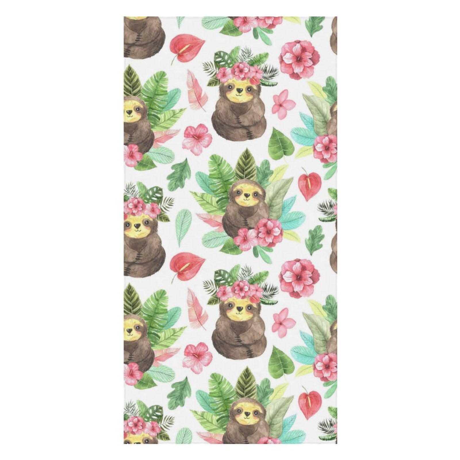 LWORZIIB Beach Towel, Pink Floral Sloth Bath Towel, Pool Towel Great for Gym Swimming 80 X 160cm
