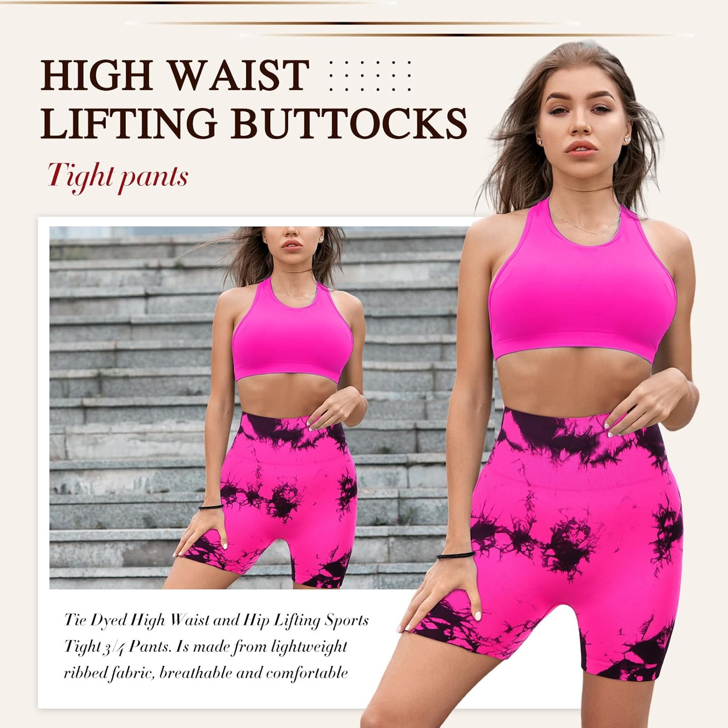 4 Piece Women Workout Shorts Tie Dye High Waist Butt Lifting Shorts Tight Women Workout Gym Yoga Sports Shorts