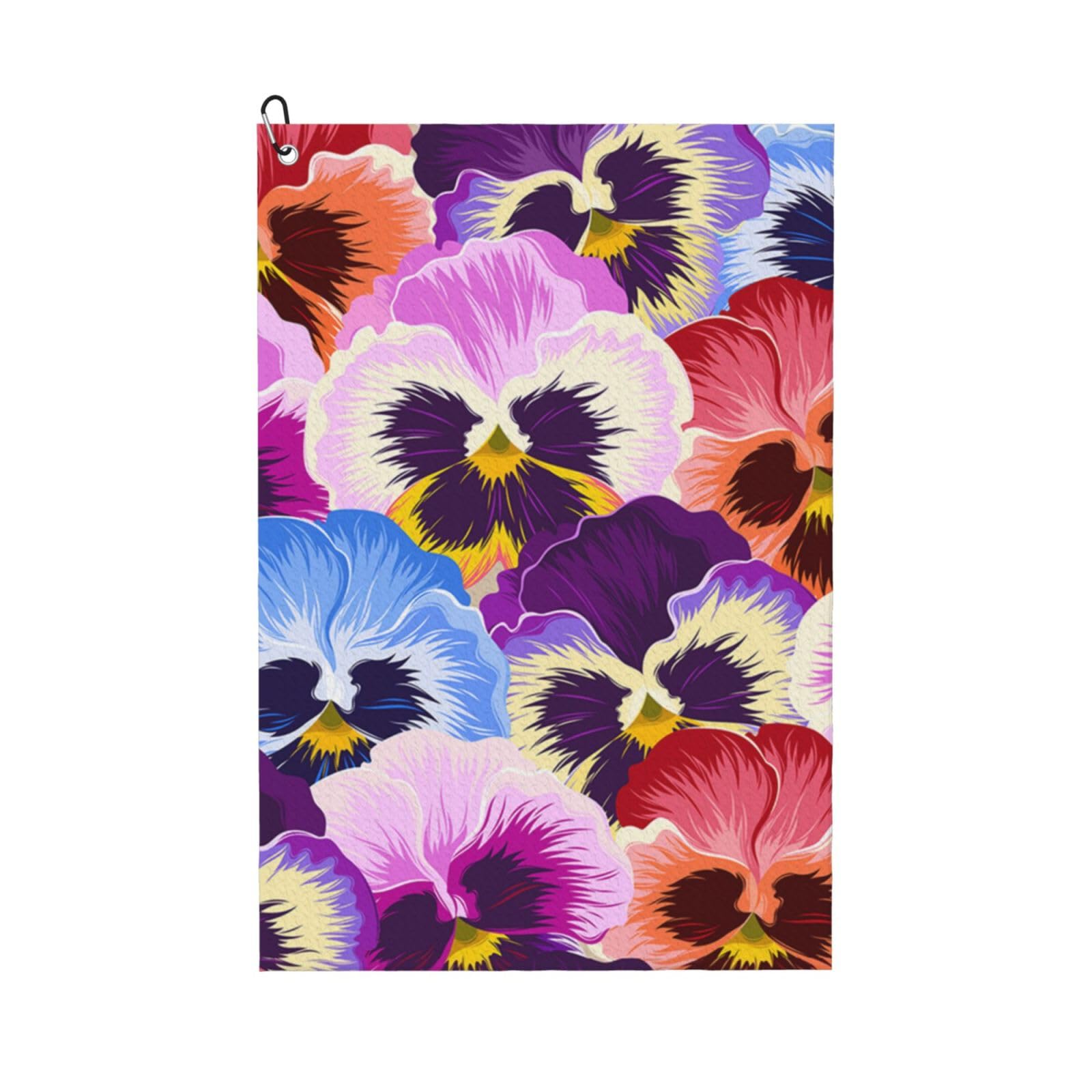 Hnnkloy Pansies, 16x24 in Portable Waffle Golf Towels with Carabiner Clip for Golf Bag