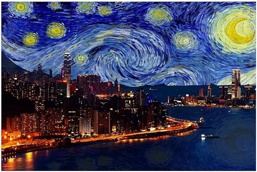 iCanvas Hong Kong, China Starry Night Skyline Gallery-Wrapped Canvas Giclee by 5by5collective