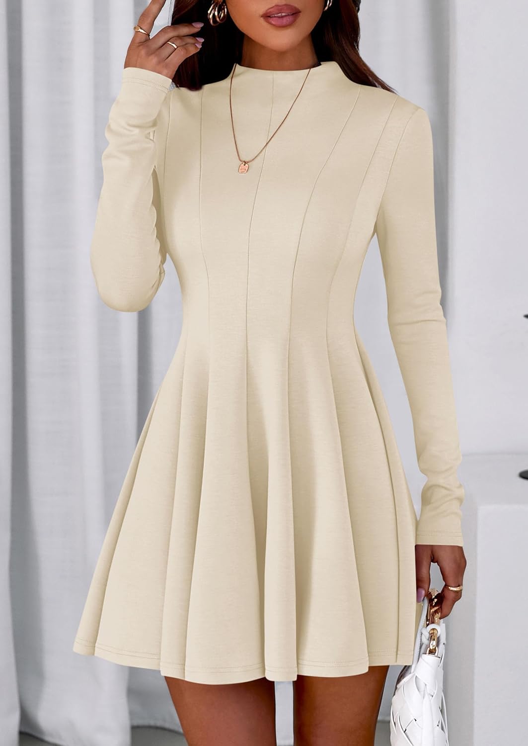 PRETTYGARDEN Fall Dresses for Women Elegant Classy 2026 Casual Long Sleeve Swing A Line Ruffle Short Homecoming Party Dress - Image 7