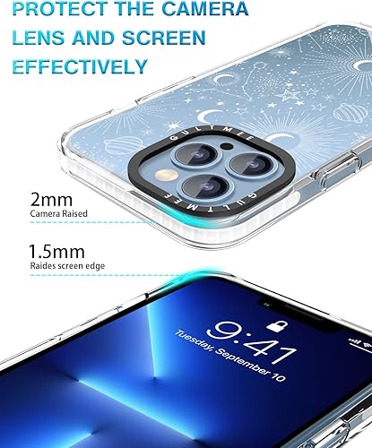 Miniatura 5 de 3 en 1 Funda diseñada para iPhone 13 Pro Max, estrella lunar con parachoques integrado para iPhone 13 Pro Max, fundas de 6.7 pulgadas, protector de