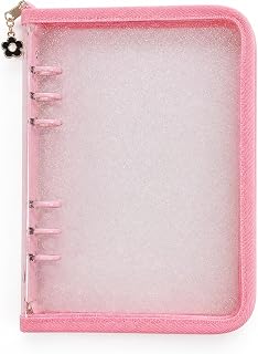 Clear Glitter A5 Binder With Zipper, Pink 6 Ring Planner Cover | Transparent Loose Leaf Notebook Folder For Pocket Sleeves And Inserts, Journaling, Kpop Photocard Album Storage And Budgeting