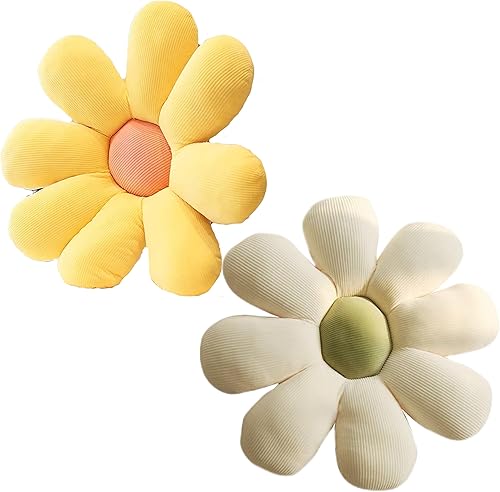 Miniatura 7 de Tanha Paquete de 2 almohadas de margaritas de 23.7 pulgadas, almohada de flores, cojines de piso de flores, almohada en forma de flor, lindas