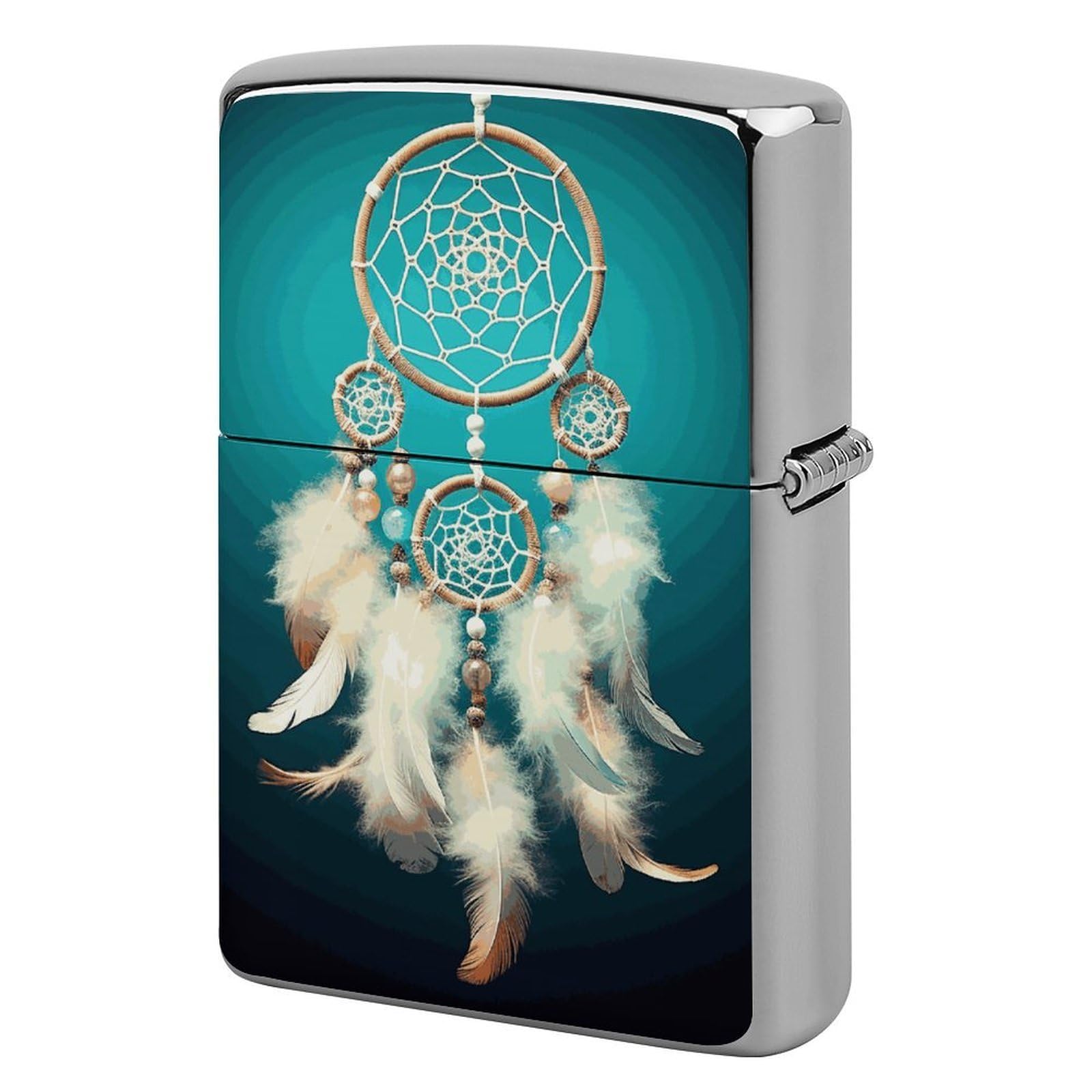 White Dream Catcher Feather Lighter Case Vintage Metal Lighter Cover Reusable Lighter Protective Sleeve Unique Design Personalized Lighter Sleeve Holder Against Dust and Scratches