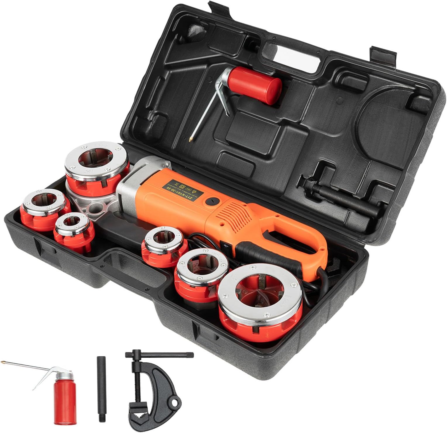 Portable Electric Pipe Threader, 2300W Pipe Threading Machine with 6 Dies 1/2"-2", 110V Hand-held Pipe Threader Machine with Copper Motor Electric Pipe Threading Kit with Carrying Case