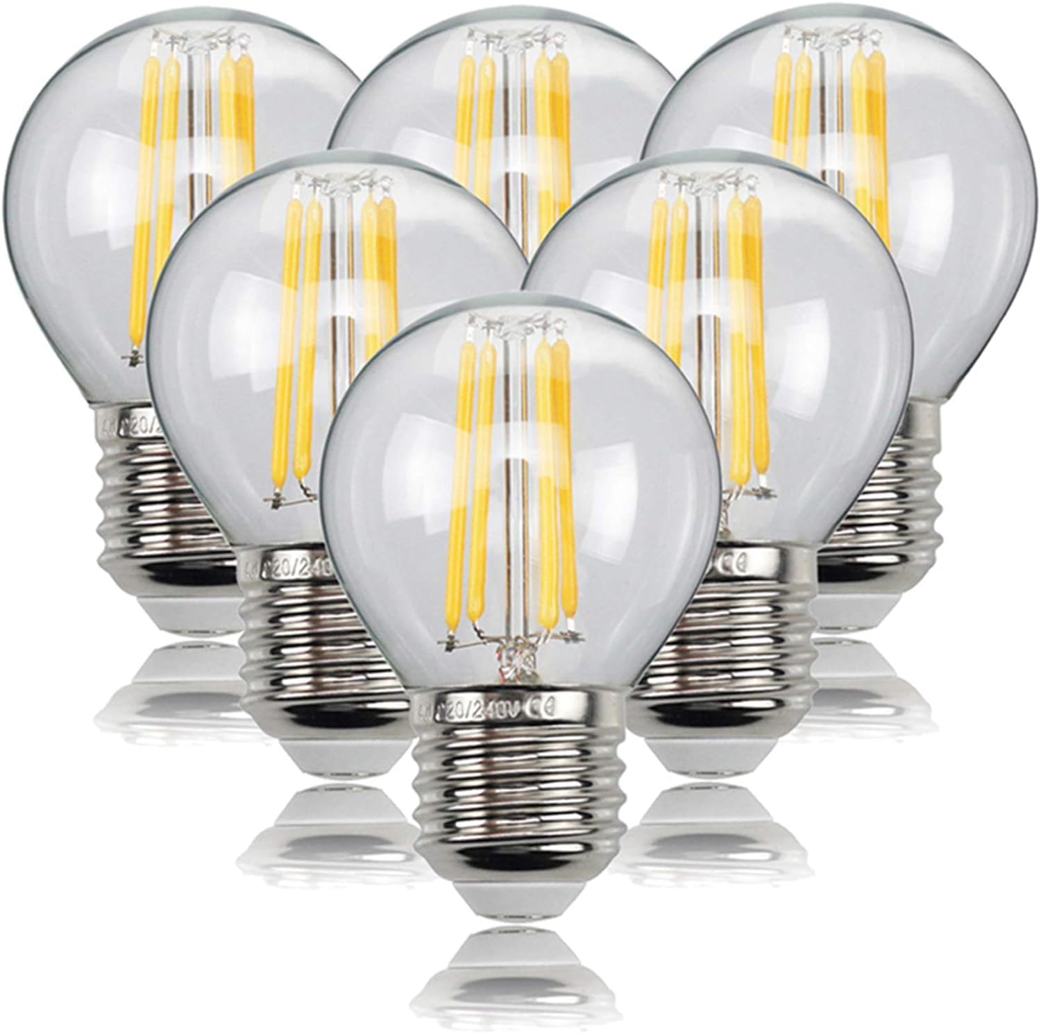 6pc 4w 8w 12w E27 E14 Lámpara Led Clara 220v G45 Bombilla Led Filamento 3000k Edison Globe Ball Light Bombilla De Ahorro De Energía, E27 12w