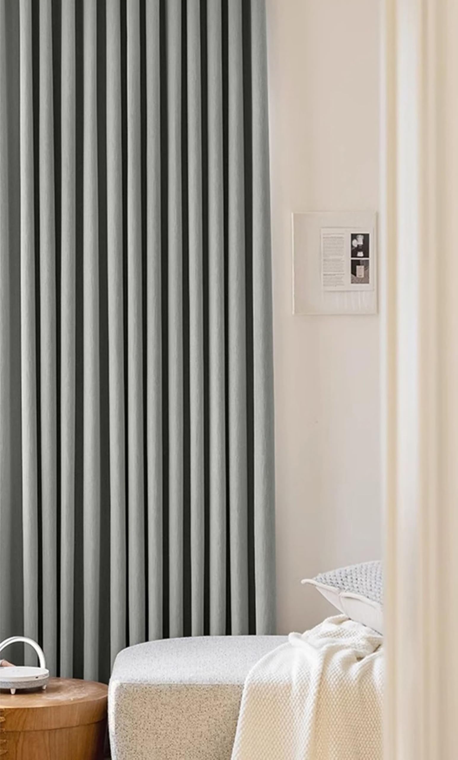 Tenda Oscurante Finestra 2 Pezzi,2 x 96W x 160H CM,Tende Porta Finestra Oscuranti Grigio Chiaro Tinta Unita Tende a Occhielli