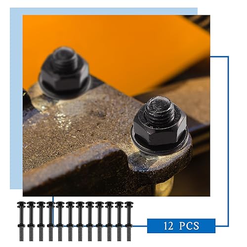 Miniatura 24 de Zonon Juego de 12 pernos de carro galvanizados de 3/8 x 6 pulgadas, color negro, incluye arandelas resistentes a la corrosión y tuercas