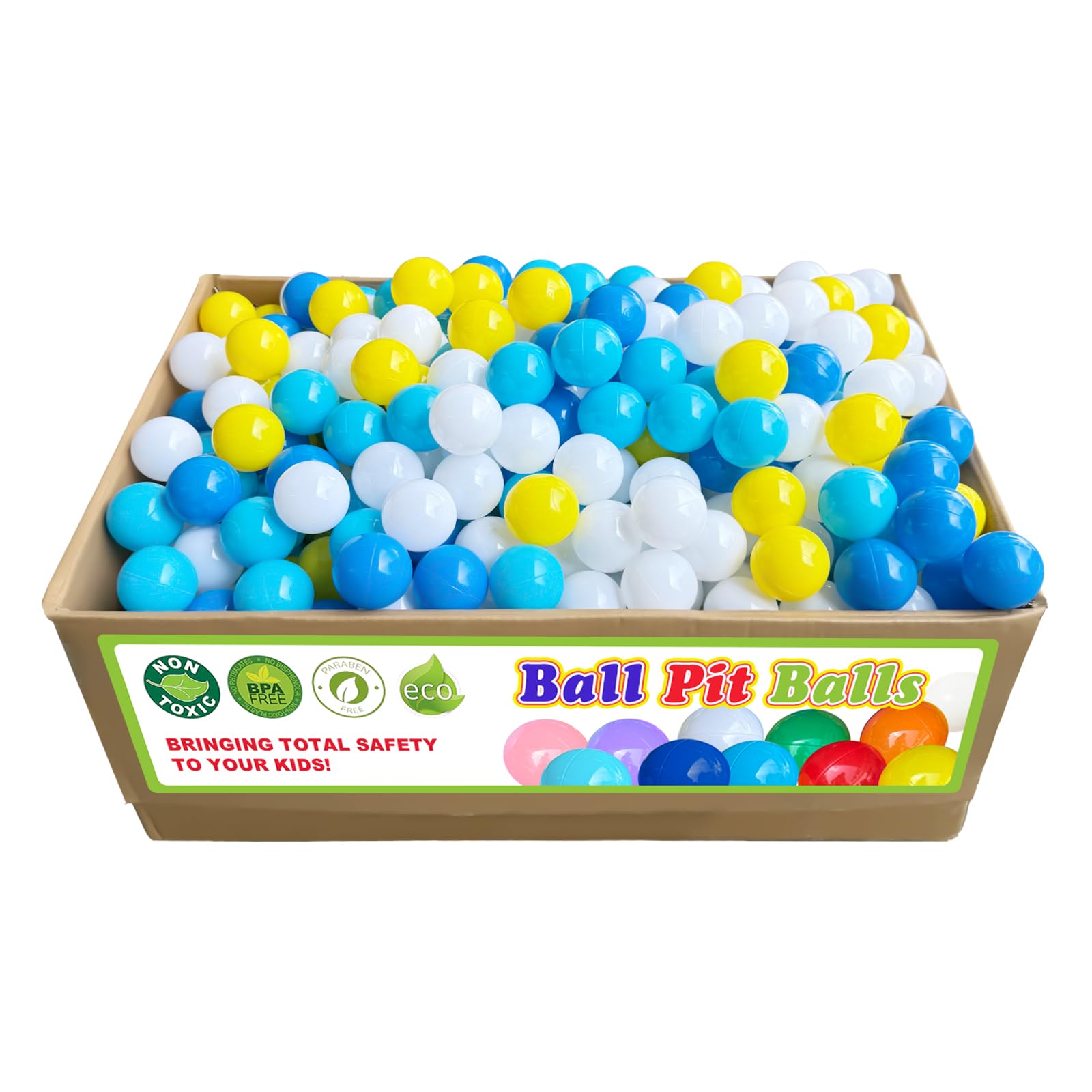 Ball Pit Balls 500 Count for Kids, Children Crush-Proproof Plastic Balls for Ball Pit with 4 Bright Colors, Safe and Non-Toxic, BPA Free, Baby Toddler Pit Balls with Storage Net Bag (2.2inch)