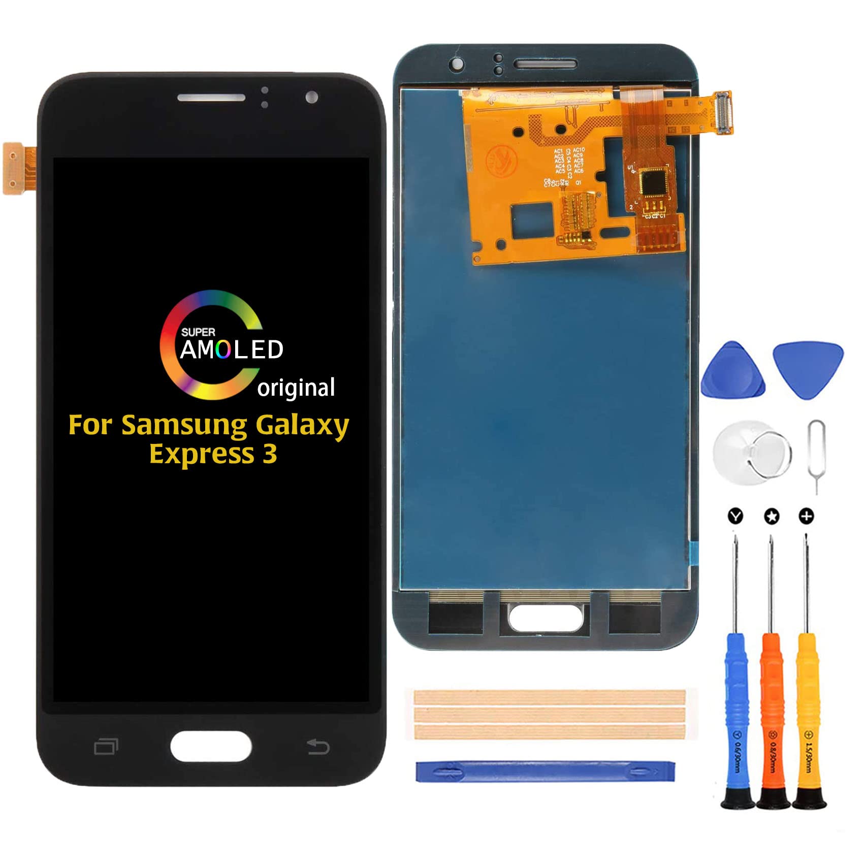 A-MINDfor Samsung Galaxy Express 3 LCD Display (Original) Touch Digitizer Screen Replacement Full Assembly Repair Kits with Tools