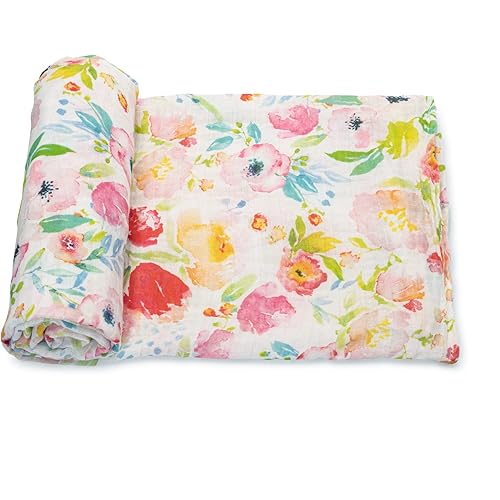 ADDISON BELLE Baby Swaddle Blanket - 100% Muslin Cotton Unisex Soft Swaddle Wrap for Baby Boys or Girl - Neutral Newborn Receiving Blankets - Nursery Swaddling Babies - 47” x 47” (Watercolor Floral)