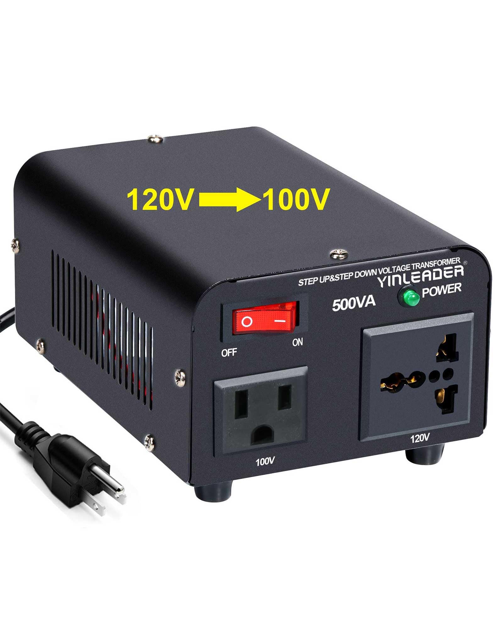 Photo 1 of Yinleader 500W US to Japan Voltage Converter 120V to 100V Step Down Transformer for Japanese Appliances (Turntable/Player/Amplifier/yogurtia/Consoles/Synthesizers, etc.) in US