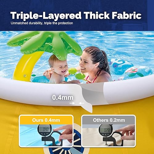 Miniatura 4 de DIMAR GARDEN Piscina inflable de 10 pies x 30 pulgadas, piscina de elefante con anillo superior redondo al aire libre