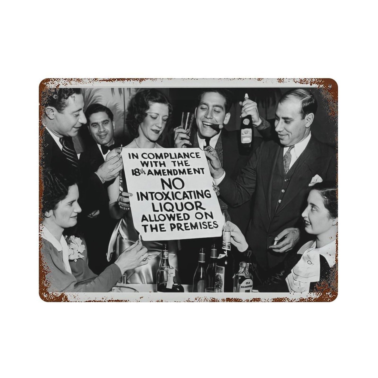 xiaoxiaoshen Prohibition Photo ， Vintage Bar C Poster, 1920s Speakeasy, 18th Amendments Wall Decor Art Metal Tin Poster Modern Home Decor Art Home Bar Shop Decorations Vintage Sign 30x40cm
