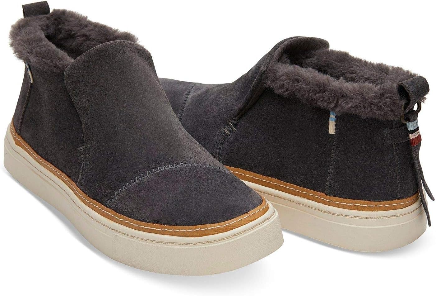 TOMS Women's Paxton Water-Resistant Slip-Ons Forged Iron Suede/Faux Fur Size 6 - Image 4