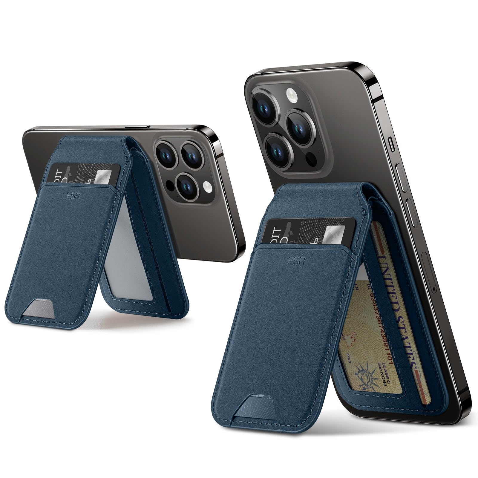 ESR Unisex Adult Magnetic Wallet,Compatible With Magsafe Wallet,For Iphone Wallet With Adjustable Stand,For Iphone 15/14/13/12 Series,Not For Iphone 13/12 Mini,3 Card Holder,Vegan Leather,Dark Blue-image-31