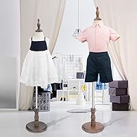 Vista 7 de Maniquí de forma de vestido para niños con base de madera, maniquí de exhibición infantil, formas de busto para niños de 4-5 años, marrón