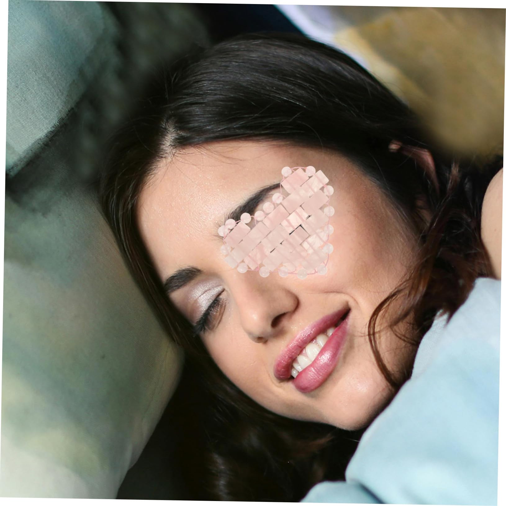 SOLUSTRE Maschera per Occhi Mascherina Fredda a Forma di Cuore in Cristallo Rosa Design Semplice ed Elegante per Massaggio Viso del Sonno