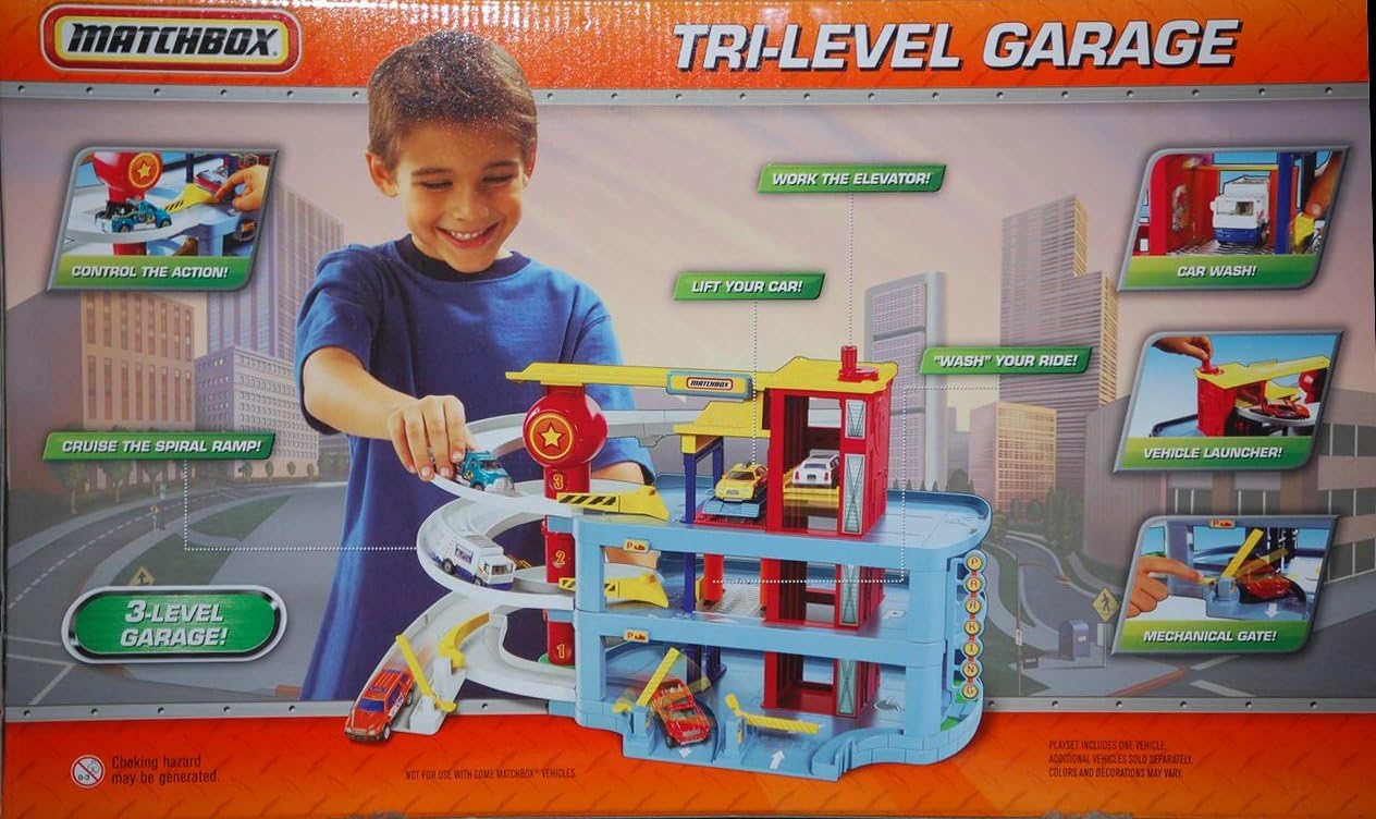 Matchbox Tri-Level Garage PlaySet w/ 1:64 Scale Die Cast Car