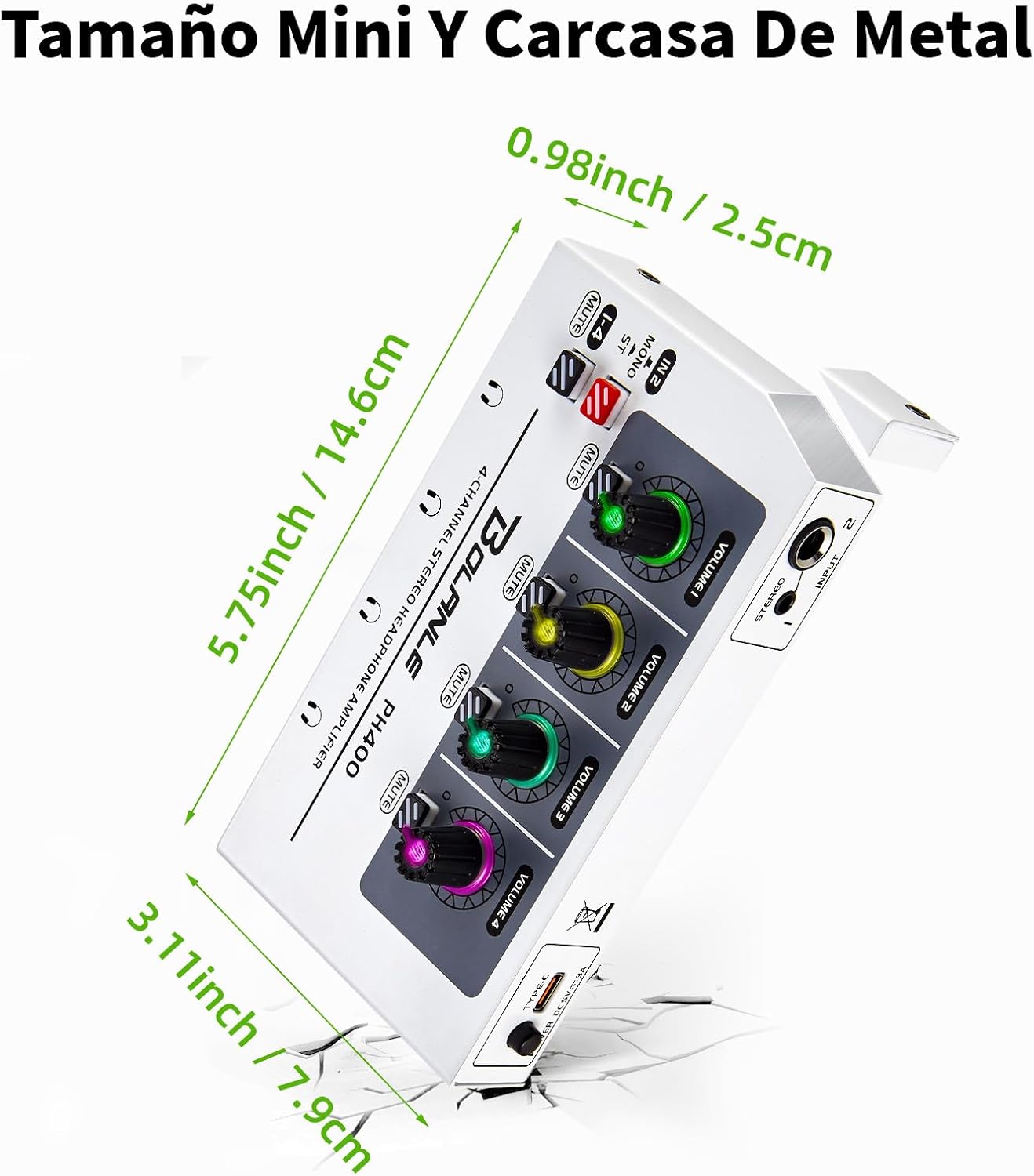 Bolanle PH400 4-Channel Headphone Amplifier with High Output Power, 8-Output Headphone Splitter (4x 3.5mm & 4x 6.35mm), Mono/Stereo Switch,Drives up to 250Ω Headphones for Studio, Band, Home Recording