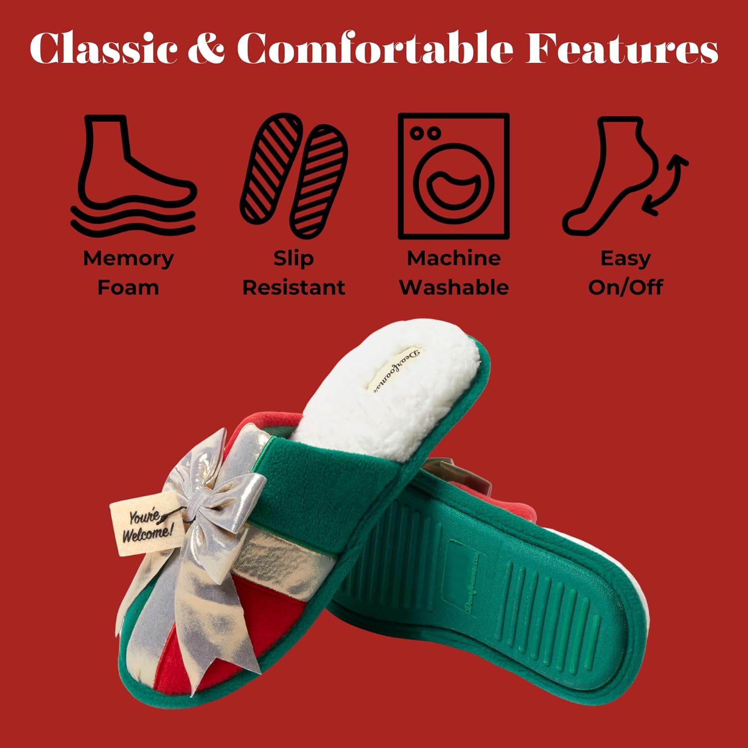 Dearfoams Women's Ugly Sweater Closed Toe Scuff Slipper - Image 4