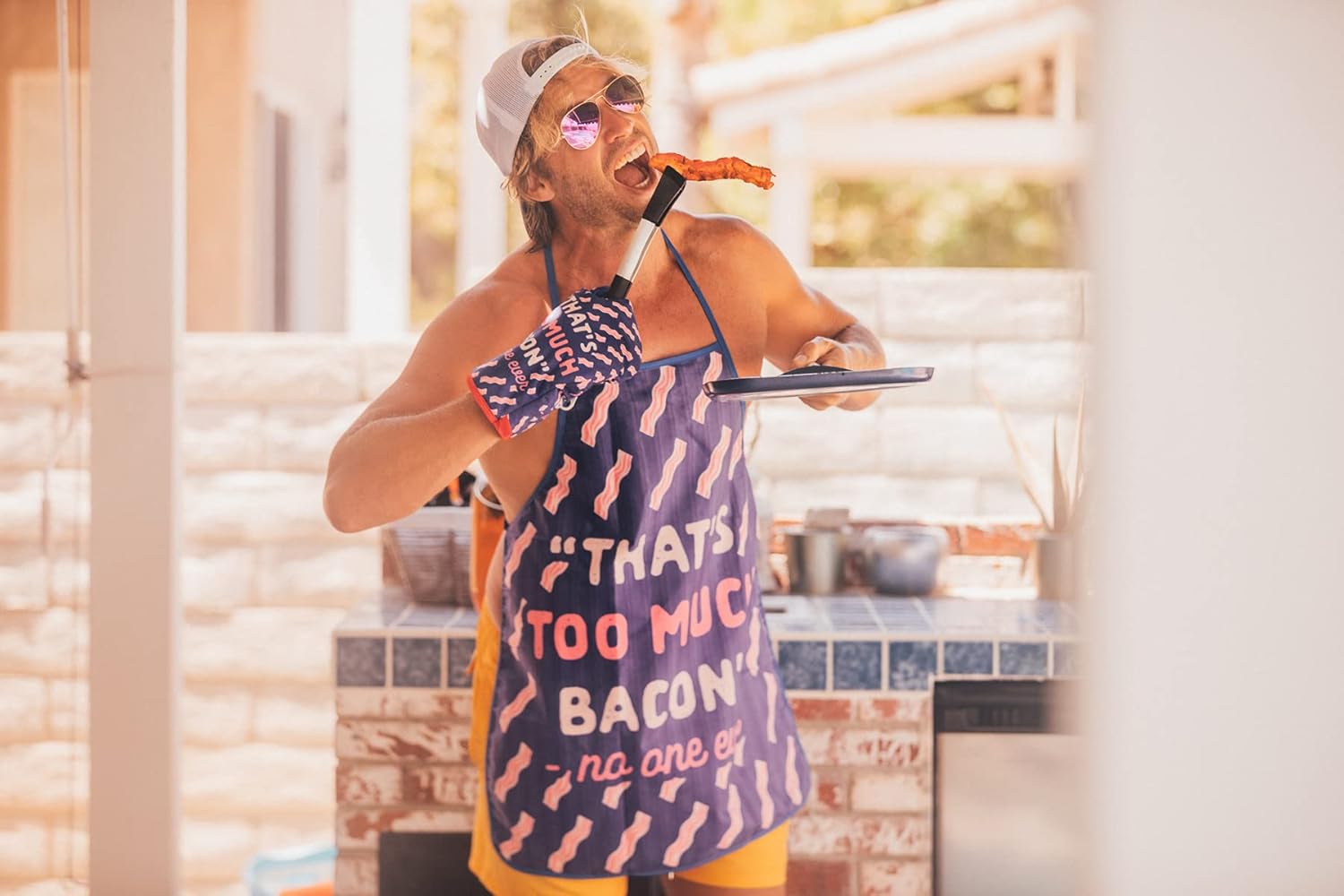 Crazy Dog T-Shirts That's Too Much Bacon Sand No One Ever Funny Cooking Breakfast Kitchen Accessories (Oven Mitt) : Home & Kitchen