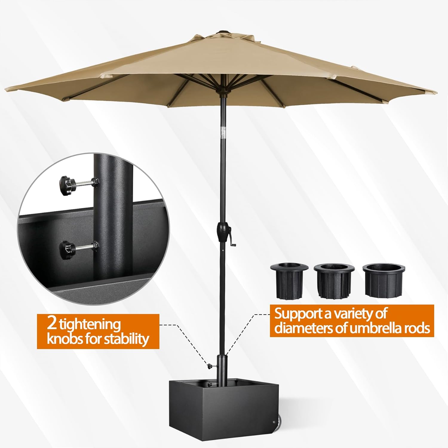 Patio Umbrella Base with Wheels, Heavy Duty Umbrella Base Stand with Fillable Planter, 150LBS Capacity Umbrella Stand for Outdoor, Patios, Gardens