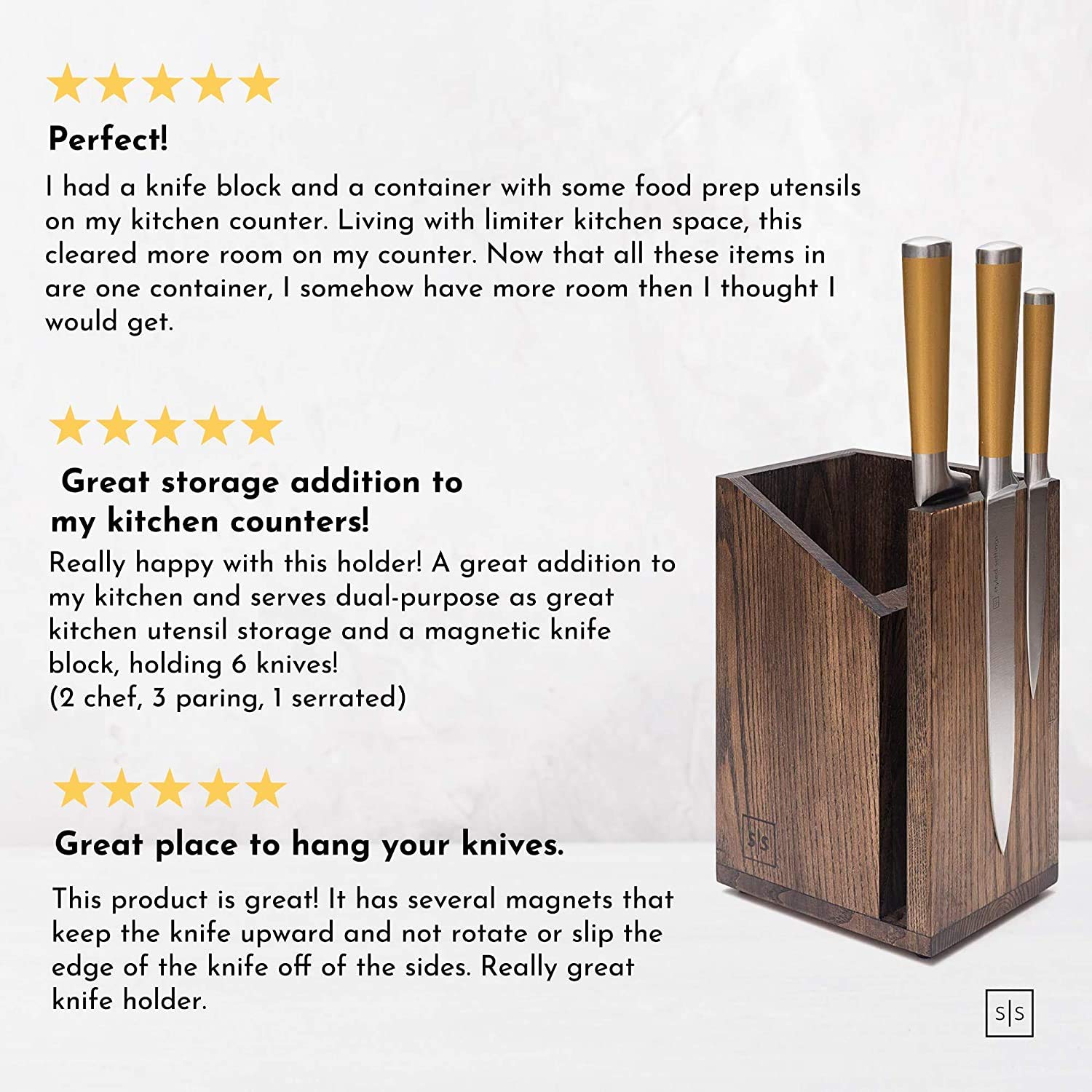 Knife Holder and Kitchen Utensil Caddy 2 in 1, Dual Purpose