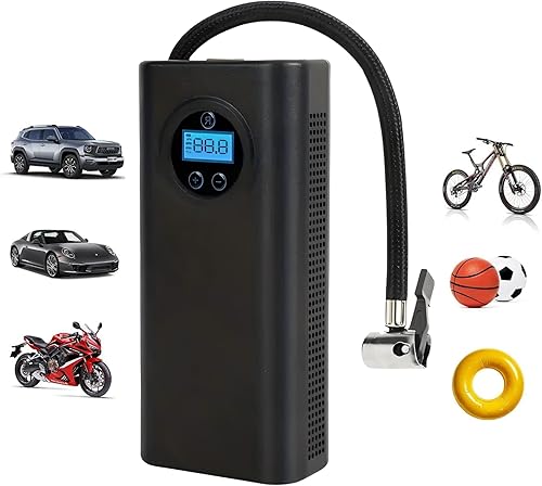 Miniatura 9 de Inflador de neumáticos recargable, bomba de aire eléctrica inalámbrica con capacidad de 150 PSI, inflado 3 veces más rápido, medidor digital de